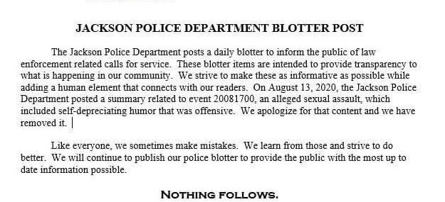 JPD apology